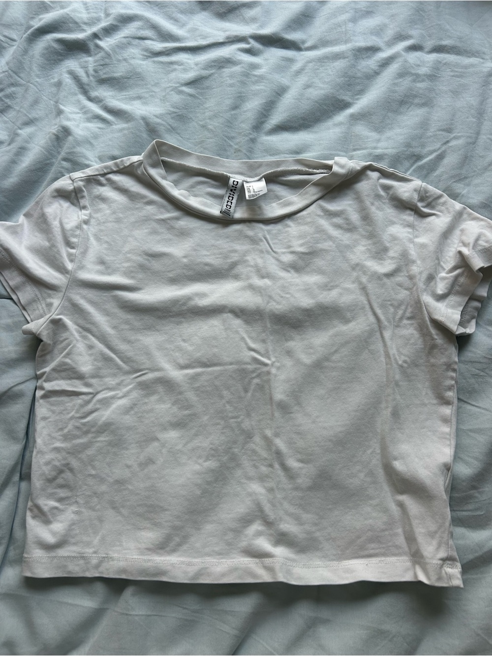 H&M Short Sleeve Crewneck Tee in Off-White